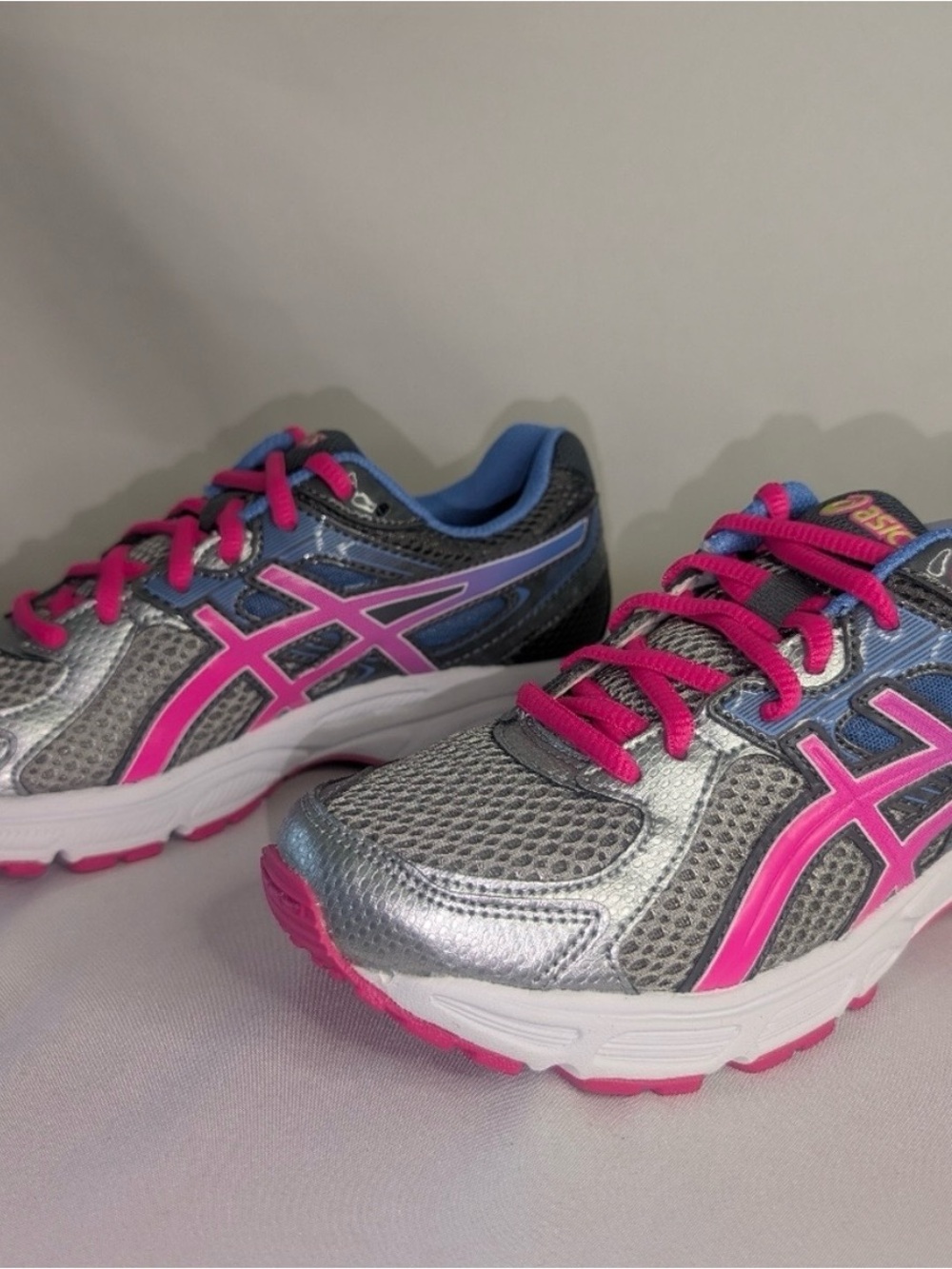 Asics Kids Silver, Pink & Blue Athletic Sneakers